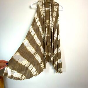 Tie-Dye Cardigan, Brown and White – Flowy and Stylish Large